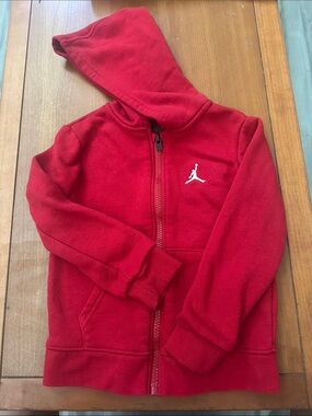 Jordan Red Kids' Full-Zip Hoodie with White Jumpman